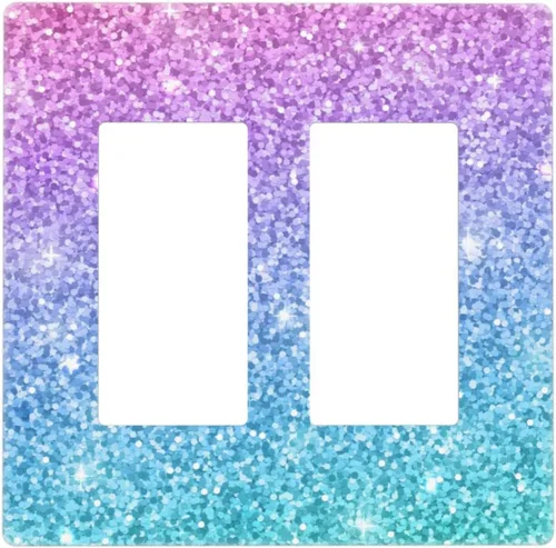 Miniatura 12 de Cubierta para interruptor de luz, placas de pared con purpurina rosa y azul, 1 banda, palanca individual de 4.5 x 2.76 pulgadas, 1 paquete