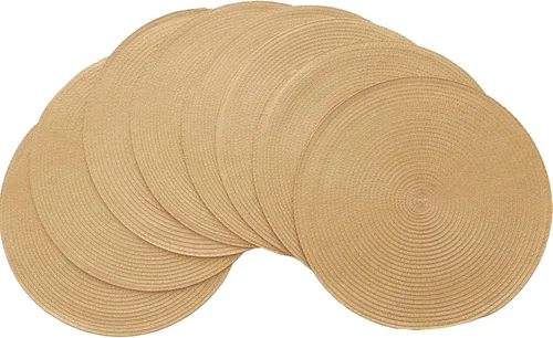 Miniatura 17 de Winknowl Juego de 4 manteles individuales redondos trenzados, lavables, tejidos resistentes al calor, para mesas de cocina, comedor, manteles Beige
