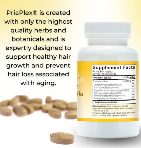 Miniatura 4 de PriaPlex Suplemento natural para el crecimiento del cabello para la pérdida de cabello para hombres y mujeres, apoyo a un crecimiento saludable