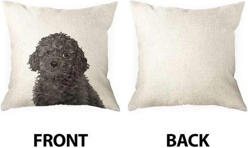 Miniatura 3 de WIRESTER Funda de almohada para sofá, funda de cojín decorativa para oficina en casa, 18 x 18 pulgadas, lindo caniche de juguete gris