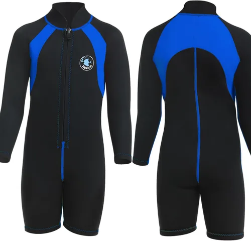Miniatura 15 de Kid Wetsuit Neoprene Boys Girls 3mm Full Wet Suit, 2mm Shorty Toddles Thermal Swimsuit, Children Back Zipper Cold Water Warmth for Swimming Kayaking