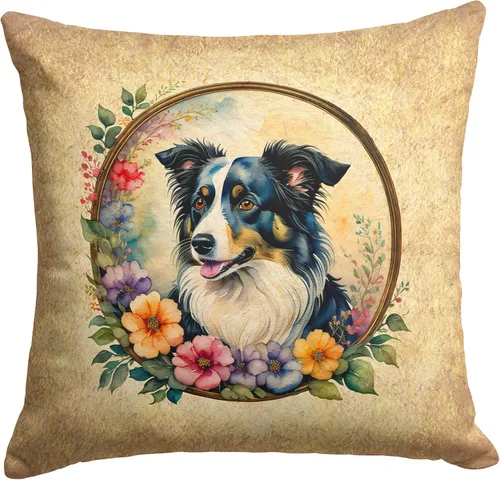 Miniatura 248 de Caroline's Treasures DAC2072PW1414 Affenpinscher and Flowers - Almohada decorativa de tela, lavable a máquina, para interiores y exteriores