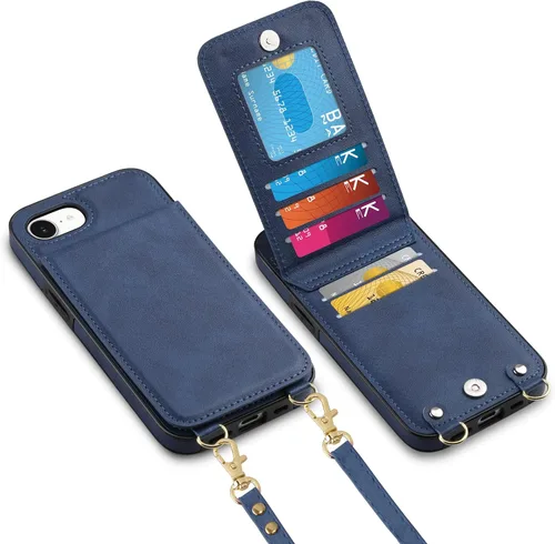Miniatura 23 de Vofolen Funda para iPhone 11 con tarjetero con bloqueo RFID, correa ajustable, cierre magnético, resistente, a prueba de golpes, funda protectora
