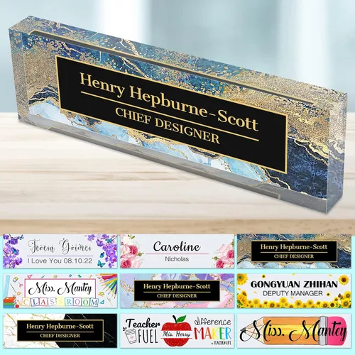 Miniatura 9 de Placa de nombre de escritorio personalizada para profesores, placa de nombre para escritorios, placa de escritorio de vidrio acrílico transparente