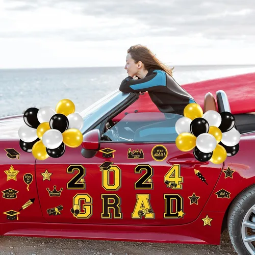 Miniatura 4 de OBUSATT Juego de 25 imanes de graduación 2025 para automóvil, decoraciones de coche de felicitaciones, desfile de graduación, decoración de fiesta