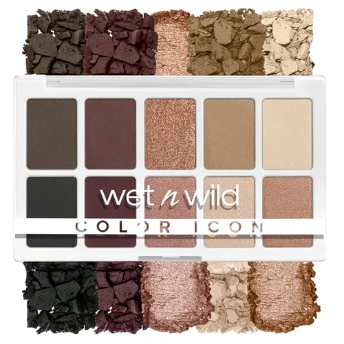 wet n wild Paleta de maquillaje de sombra de ojos Color Icon de 10 colores, Marrón Despertando Desnudo, De larga duración, Brillante, Metálico,
