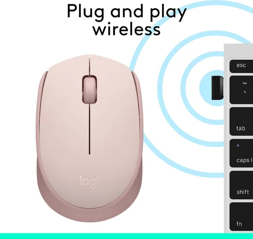 Miniatura 7 de Logitech Mouse inalámbrico M170 para PC, Mac, laptop, 2.4 GHz con mini receptor USB, seguimiento óptico, duración de la batería de 12 meses, Rosa