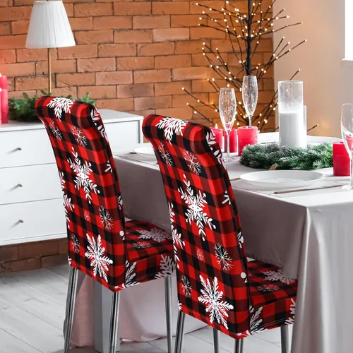 Miniatura 5 de Preboun 6 piezas de fundas para sillas de Navidad, protectores elásticos estampados para respaldo de silla, fundas para sillas de comedor, fundas