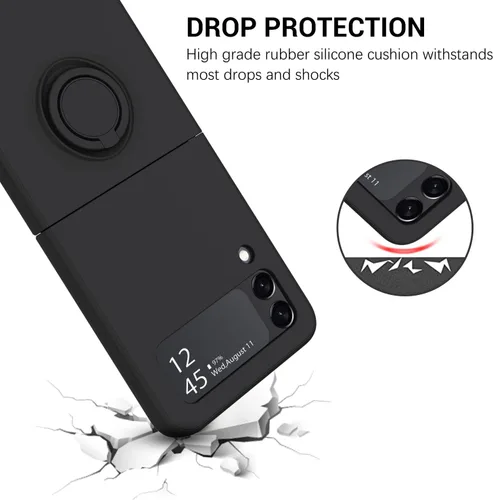 Miniatura 3 de GaoBao Funda protectora para Samsung Galaxy Z Flip 3 5G, Galaxy Z Flip 3 5G de 6.7 pulgadas, silicona líquida de gel suave, a prueba de golpes, Negro