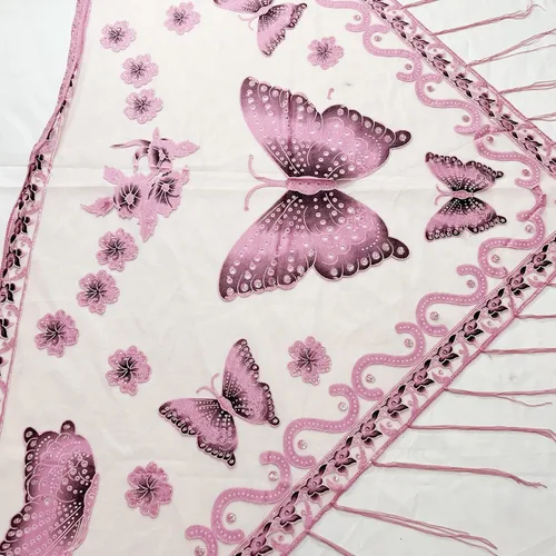 Miniatura 4 de Chales y envolturas elegantes con estampado de mariposas para vestidos de noche, chal triangular, chal con flecos, capa de noche