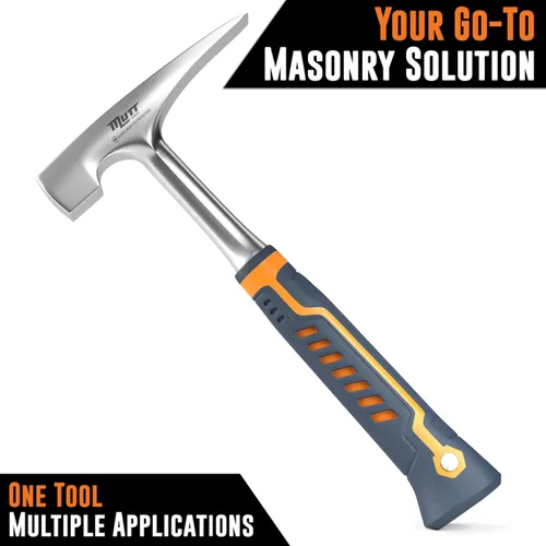 Miniatura 6 de Mutt Tools - Martillo de ladrillo profesional, martillo de mampostería resistente de 20 onzas para herramientas de albañil, martillo de piedra