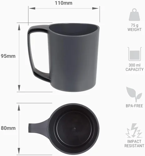 Miniatura 7 de Lifeventure Juego de vajilla Ellipse de plástico de 4 piezas: cuchillo/tenedor/cuchara, plato, tazón, taza para camping, viajes y exteriores Grafito