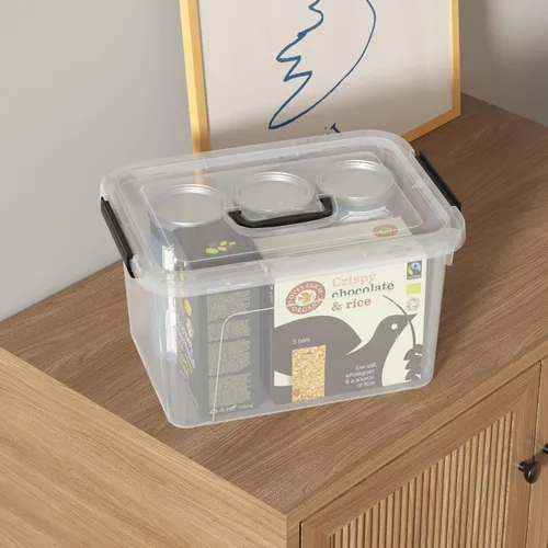 Miniatura 4 de Contenedores de almacenamiento de plástico de 10 cuartos de galón con tapas y asa, 4 paquetes de caja transparente con pestillo