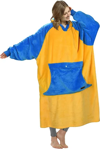 Miniatura 18 de Catalonia - Sudadera gigante tipo manta con capucha, sudadera con forro polar y bolsillo frontal grande, para adultos, hombres, mujeres