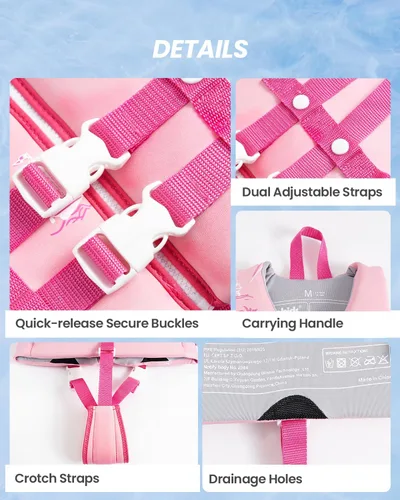 Miniatura 4 de Gogokids Chaleco de natación para niños, flotadores para bebés – Chaleco de flotabilidad para niños y niñas para piscina y playa, para niños de 2 a