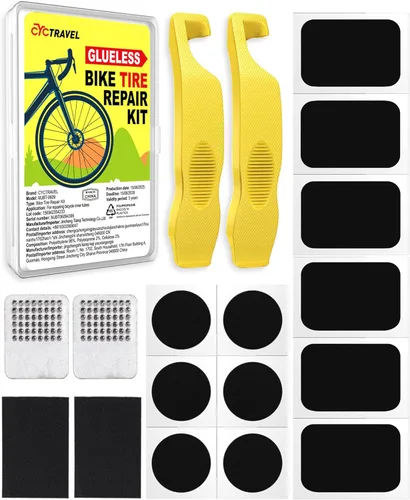 Miniatura 8 de Bike Tire Repair Kit, Bicycle Inner Tube Puncture Patch Kits with 20 PCS Vulcanizing Patches, User Manual, Metal Rasp and Tire Lever, Bike Patch Kit