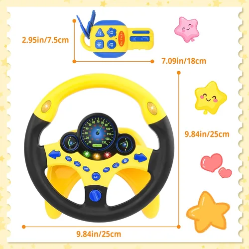 Miniatura 8 de deAO Volante Infantil para Asiento Trasero con Llave de Coche, Volante de Simulación de Conducción con Luz y Música, Juguete de Volante para Regalo