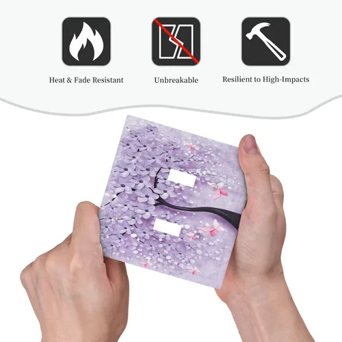 Miniatura 6 de Cubierta para Interruptor de Luz Árbol Morado 3D de 2 Gang Placa de Pared Placa de Interruptor de Luz Doble Toggle Cubiertas Decorativas
