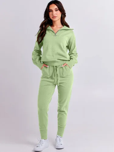 Miniatura 7 de ANRABESS Conjunto de dos piezas para mujer, suéter de manga larga y pantalones con cordón