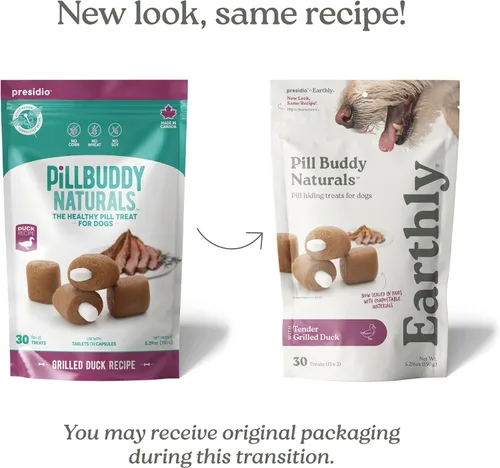 Miniatura 2 de Pill Buddy Naturals de Earthly - Golosinas para ocultar píldoras de pato (sin pollo) para perros - Bolsillo para píldoras de cualquier tamaño - 30