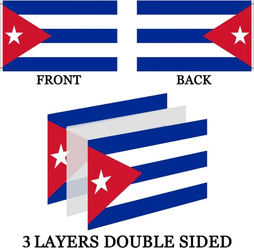 Miniatura 3 de Bandera de Cuba Cubana 3x5 pies para Exteriores de Doble Cara - 3 Capas 240D 4 Filas Cosidas - Bandera Cubana Grande 3x5 pies para Pared