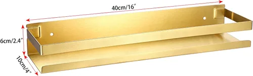 Miniatura 3 de OwnMy Estante de ducha dorado de 16 pulgadas de acero inoxidable, estante de ducha de baño, cesta de ducha, cesta de ducha de metal a prueba