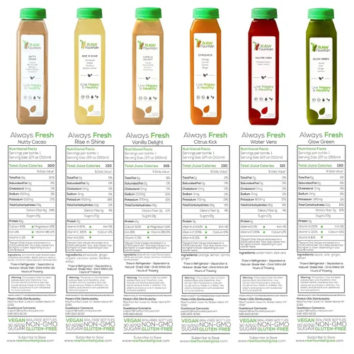 Miniatura 6 de Raw Fountain, limpieza de jugo de proteína de 3 días, limpieza desintoxicante cruda totalmente natural, frutas prensadas en frío, verduras, sabor