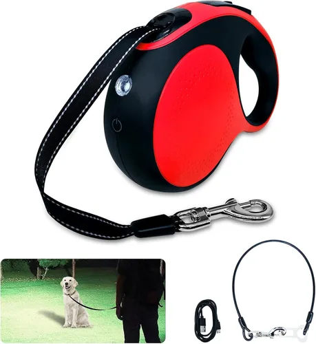 Miniatura 9 de Correa retráctil para perro con luz LED recargable, correa de perro resistente de 16 pies para perros medianos y grandes de hasta 110 libras, 360°