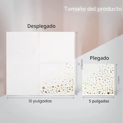 Miniatura 5 de Elegantes servilletas de cóctel doradas, 100 servilletas desechables de fiesta, servilletas de postre doradas, 3 capas, servilletas blancas y Dorado