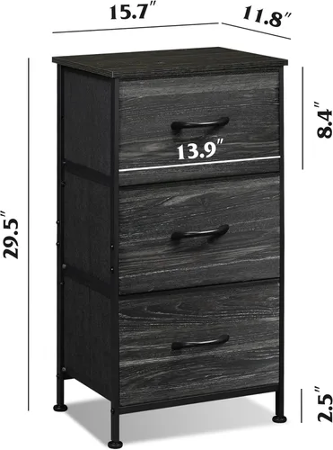 Miniatura 3 de WLIVE - Mesita de noche con 3 cajones, cómoda de tela, unidad organizadora, cómoda de almacenamiento para dormitorio, pasillo, entrada, armarios
