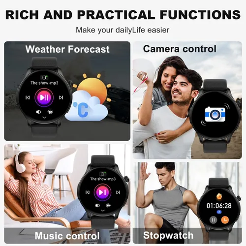 Miniatura 7 de Reloj inteligente para hombres y mujeres Fitness: impermeable, responder, hacer llamada, digital, relojes para hombres, correr, seguimiento
