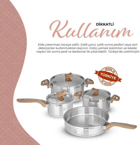 Miniatura 7 de Serenk Juego de ollas y sartenes de acero inoxidable, utensilios de cocina no tóxicos, antiadherentes, 7 piezas, utensilios de cocina de inducción