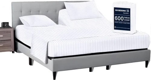 Miniatura 13 de SGI bedding Juego de sábanas King de 36 pulgadas, 100 % algodón egipcio, sábanas ajustables de 600 hilos, juego de sábanas ajustables de 4 piezas