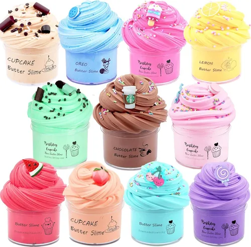 Kit de slime de mantequilla para niñas y niños, paquete de 11 con aroma, elástico y antiadherente, juguete para aliviar el estrés, regalo de