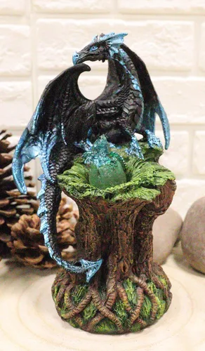 Miniatura 7 de Ebros Blue Midnight Dragon Mother Guarding Huevo translúcido con luz nocturna LED, figura como Calabozos y Dragones, decoración de fantasía