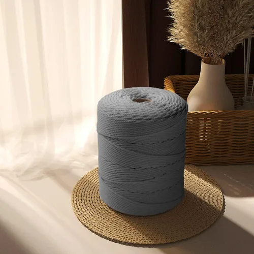 Miniatura 7 de ZUEXT: cuerdas de algodón de macramé de 4 mm, 547 yardas, ZUEXT cuerdas trenzadas naturales hechas a mano en gris de 4 hebras, cuerda de lana