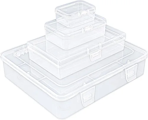 Miniatura 2 de Goodma Caja organizadora rectangular de plástico transparente con tapas con bisagras para objetos pequeños y otros proyectos de manualidades