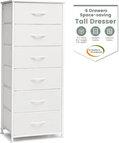 Crestlive Products Cómoda Alta para Dormitorio Torre de Almacenamiento Vertical - Marco de Acero Resistente, Superficie de Madera, Contenedores de