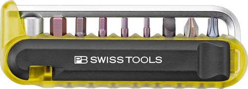 Miniatura 8 de PB Swiss Tools Multiherramienta para bicicleta PB 470 100% fabricada en Suiza, herramienta de bolsillo con brocas, llave Allen, adaptador de Negro