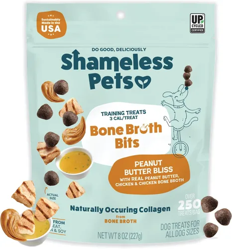 Shameless Pets Golosinas de entrenamiento para perros con caldo de hueso, golosinas suaves y naturales para cachorros y perros con colágeno,