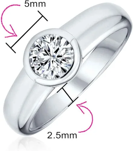Miniatura 5 de Personalize Modern Simple Minimalist 1CT Cubic Zirconia AAA CZ Bezel Set Round Solitaire Promise Engagement Ring For Women .925 Sterling Silver