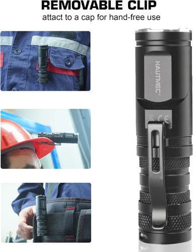 Miniatura 8 de HAUTMEC Linternas recargables de 1400 lúmenes, linterna LED EDC con linterna de 90 grados, cabeza giratoria, 5 modos, linterna de bolsillo, base