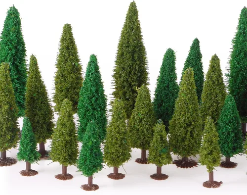 Miniatura 14 de Skylety 35 Piezas Árboles de Modelo 1.2-6.3 Pulgadas Árboles en Miniatura Mixtos Suministros de Diorama Plantas Falsas Paisaje de Tren Villa Verde