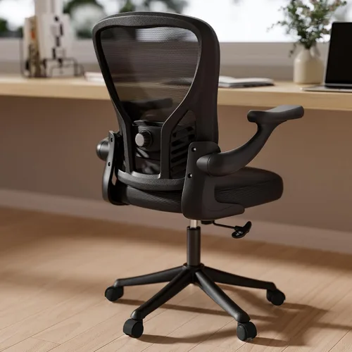 GYI - Silla de escritorio ergonómica de malla, color negro | Brazos abatibles 3D, soporte lumbar ajustable, altura ajustable, sala de estudio,