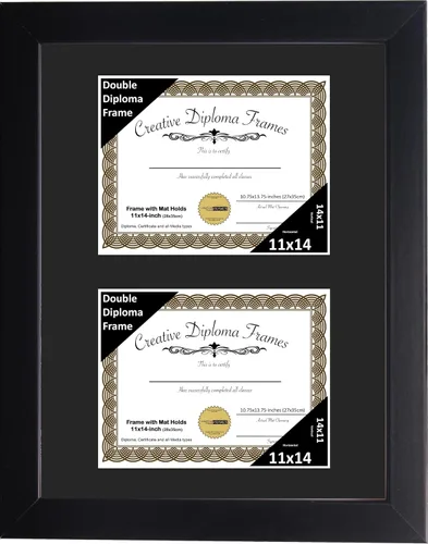 Miniatura 44 de Creative Picture Frames Marco de diploma doble clásico negro de 6 x 8 pulgadas con vidrio negro y colgador de pared instalado