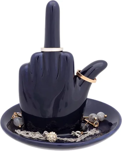 Miniatura 2 de Stephanie Imports Bandeja de cerámica azul marino para anillo de joyería de dedo medio