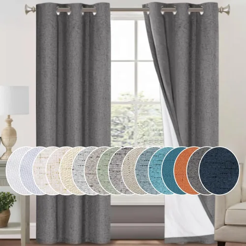 Miniatura 111 de Primitive - Cortinas opacas 100 % de lino texturizado natural para dormitorio, sala de estar, cortinas para ahorra energía, tela de arpillera