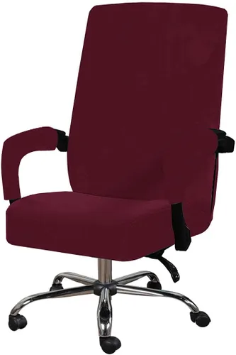 Miniatura 16 de Funda para silla de oficina con fundas para reposabrazos, funda elástica de terciopelo suave para silla de escritorio, fundas protectoras para silla