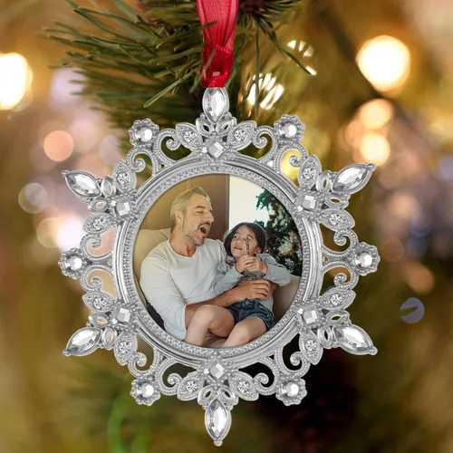 Miniatura 5 de GUOER Adornos de Marco de Fotos de Copo de Nieve para Árbol de Navidad, Regalo Conmemorativo de Vacaciones, Decoración del Hogar, Decoraciones