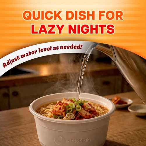 Miniatura 5 de Nongshim Kimchi Instant Ramen - Tazón para sopa de fideos, paquete de 6, Ramyun coreano con verduras, apto para microondas
